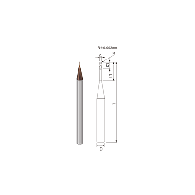 R900-Micro Diameter Miniature 2 Flutes Rib Corner Radius End Mill