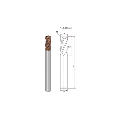 R900-Long Shank 4 Flutes Corner Radius End Mill
