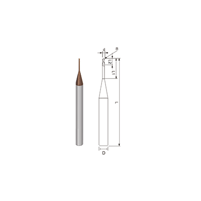 R700-Micro Diameter Miniature 2 Flutes Rib Ball Nose End Mill