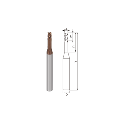 R700-Micro Diameter 4 Flutes Rib End Mill