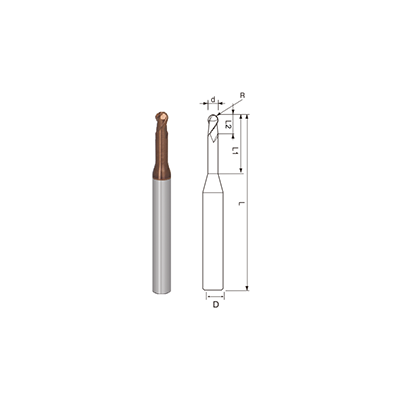 R700-Micro Diameter 2 Flutes Rid Ball Nose End Mill