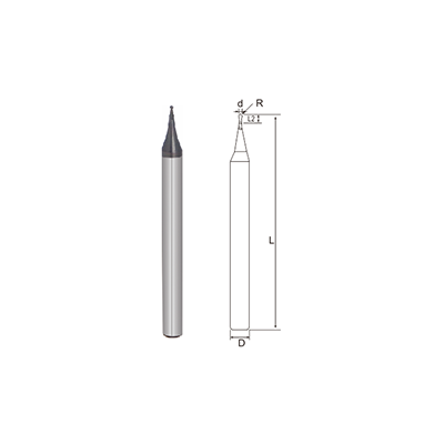 R650-Micro Diameter Miniature 2 Flutes Ball Nose End Mill