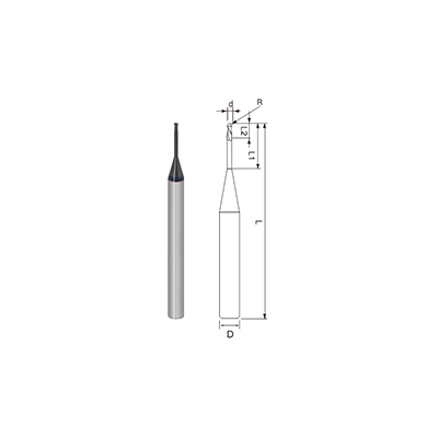 R650-Micro Diameter Miniature 2 Flutes Rib Ball Nose End Mill