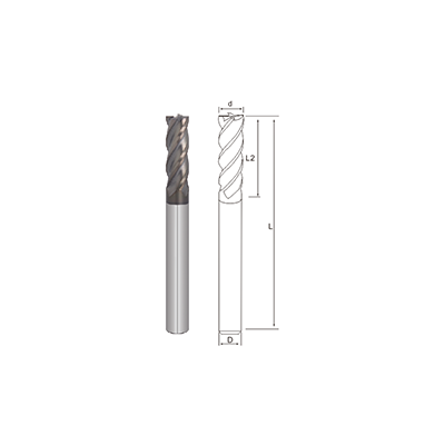 R650-Long Shank End Mill/4 Flutes