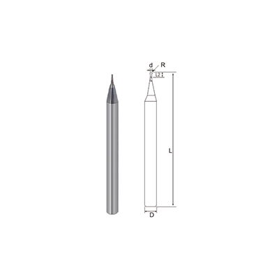 AL550-Micro Diameter Miniature 2 Flutes Ball Nose End Mill For Aluminum