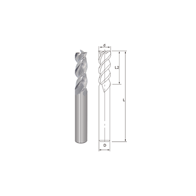 AL550-3 Flutes End Mill For Aluminum/Long Shank