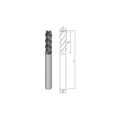 SUS-Long Shank  Unequal Spiral End Mill/4 Flutes