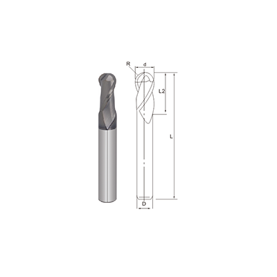 SUS-2 Flutes Ball Nose End Mill