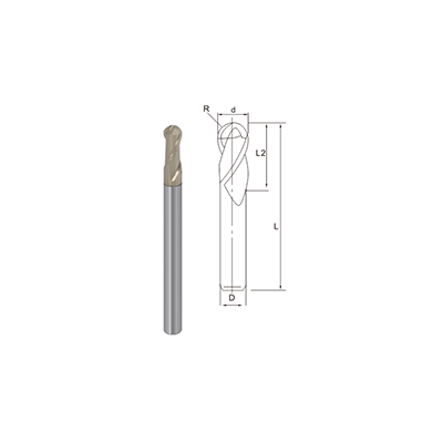 GTS-2 Flutes Ball Nose End Mill